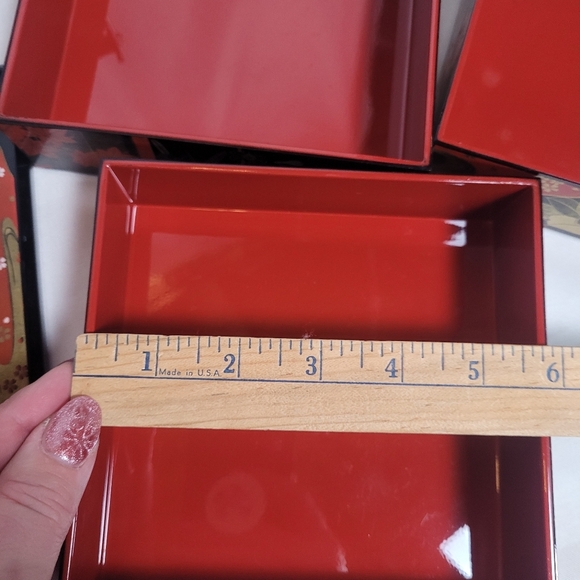 Vintage Japanese Black Laquerware 3 Tier Bento Trinket Box - Picture 8 of 11